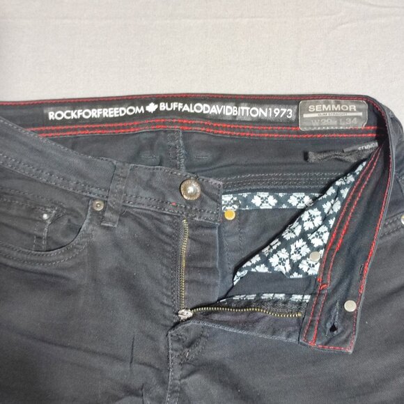 Buffalo David Bitton Rock for Freedom denim men's size W29/34 black Semmor Slim - Picture 9 of 14